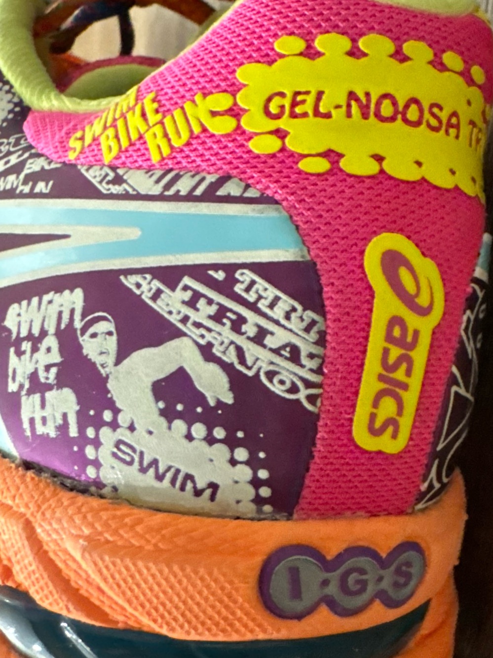 ASICS GEL NOOSA TRI 9 Ladies YELLOW PINK BLUE ORANGE TRIATHLON SHOES 8 T458N - Picture 12 of 12